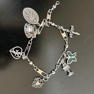 Silver Toned Charm Bracelet with Charms